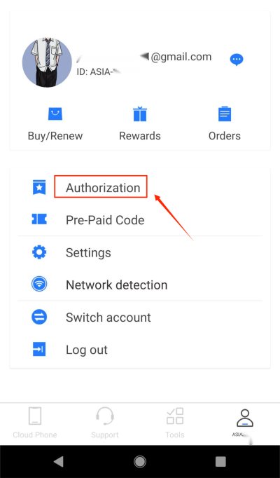 authorization ID, redfinger cloud phone